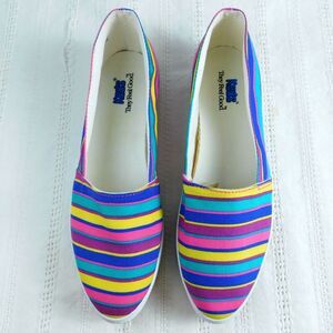 Vintage 90s KEDS Women's 8.5 Multicolor Striped Canvas Flats Sneakers Colors NEW